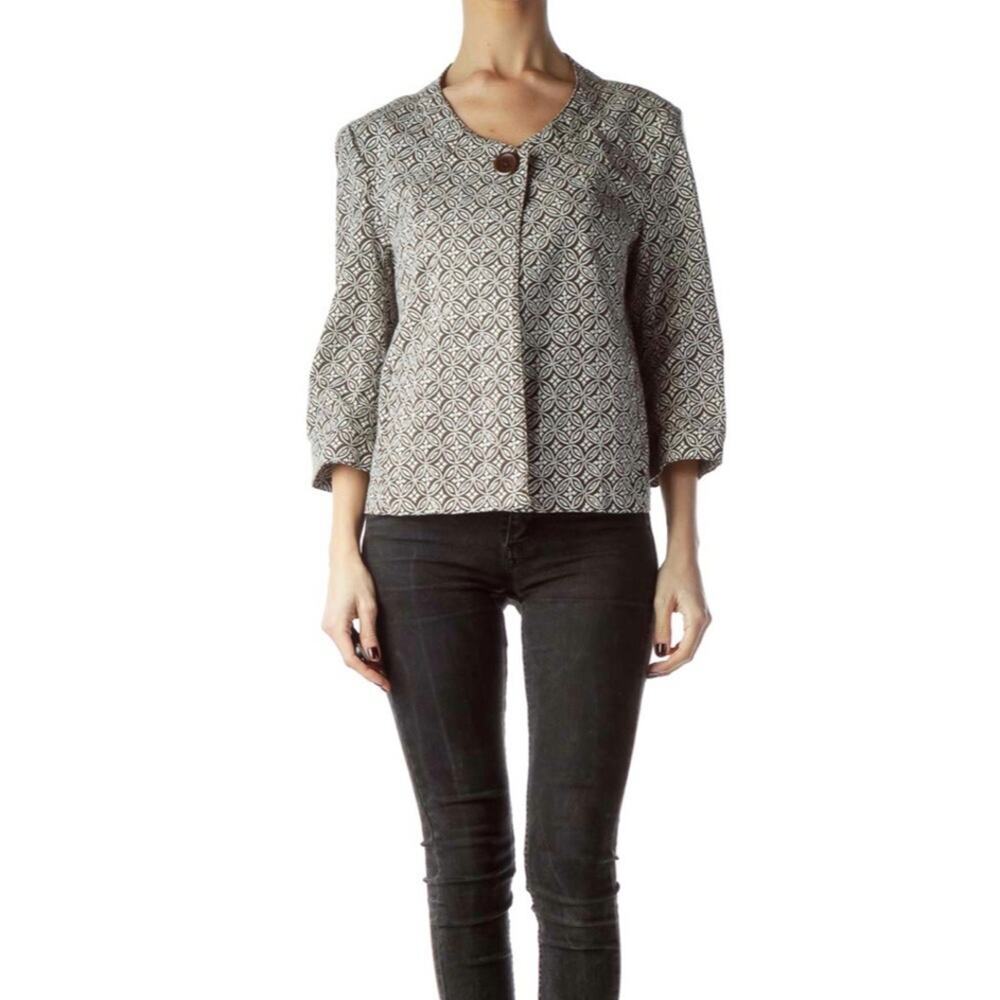 Talbots Brown Pattern One Button Blazer Sz 6p - image 1